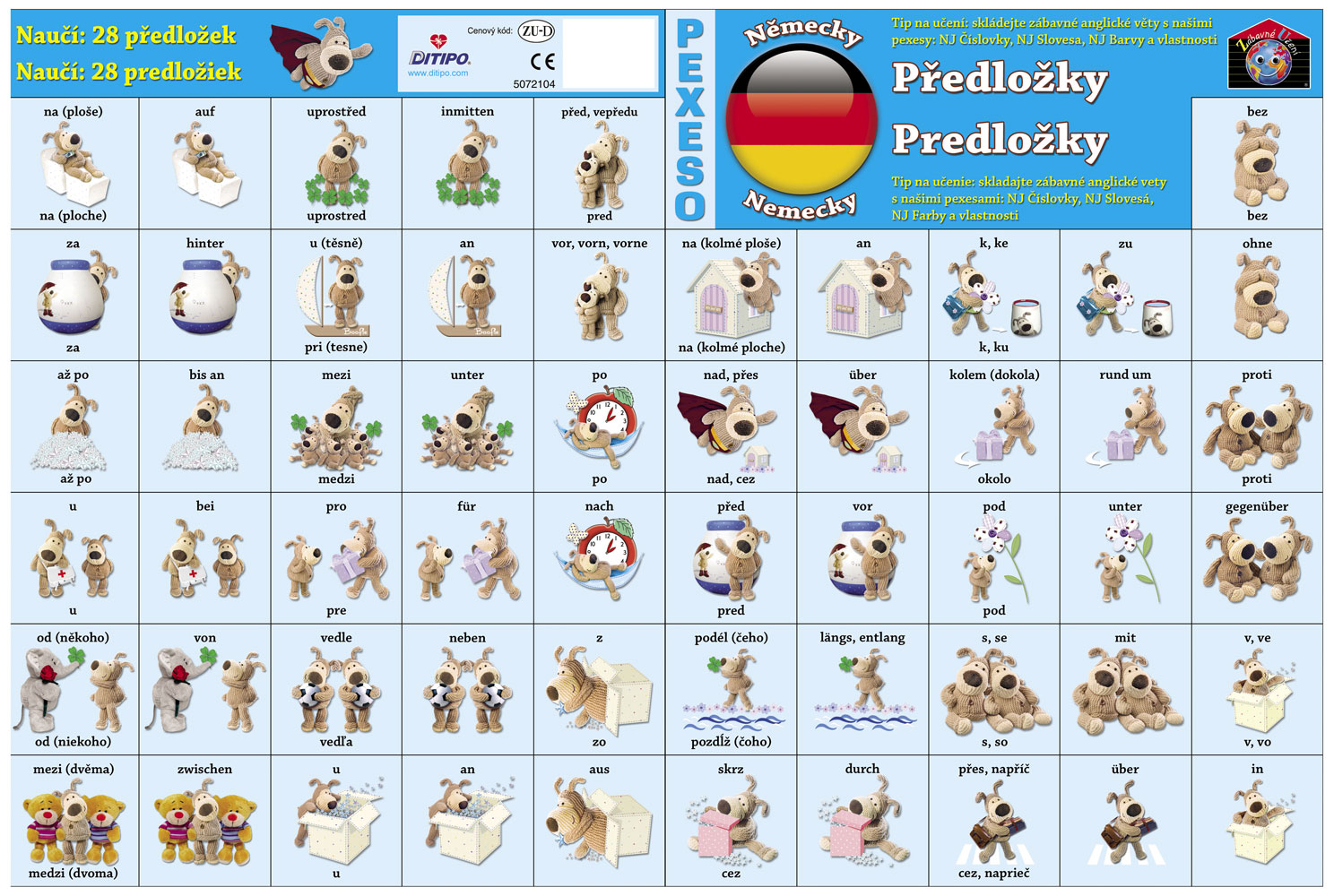Zábavné učenie Pexeso Nemčina - Predložky | ♥ DITIPO.sk