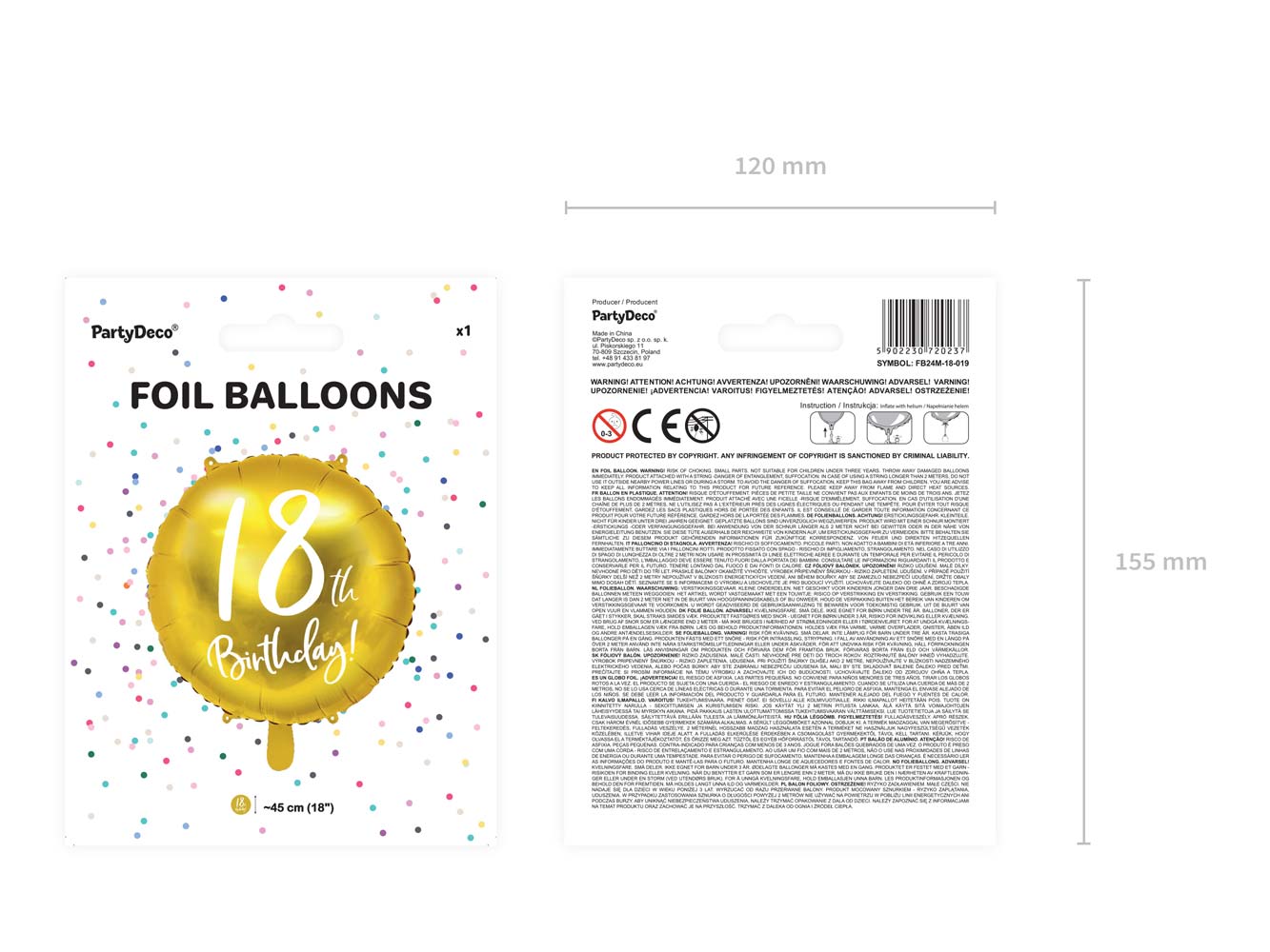 Balón fóliový výročie "18" ZLATÝ / 45cm | ♥ DITIPO.sk